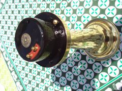 Desmo car horn from 30/40's purchased on eBay. Chrome stripped off, rebuilt, polished & painted