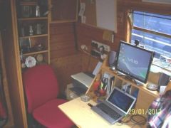 My "office/study" where there used to be a single aft bunk.