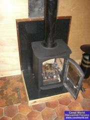 Nice new stove but rust inside due to open chimney