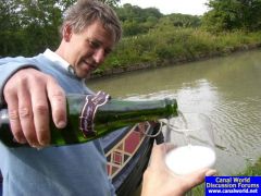 Kev opens the bubbly