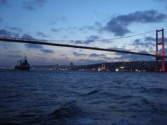 Passing under one of the Bridges in Istanbul