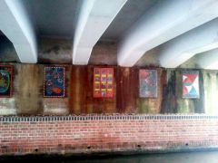 Mosaic art under A508: bridge 54 Grand Union Canal