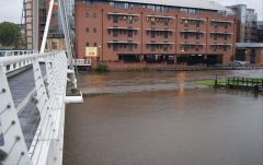Leeds Lock Island is nearly submerged