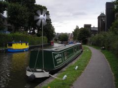 Moored at Skipton, wind genny running on idle
