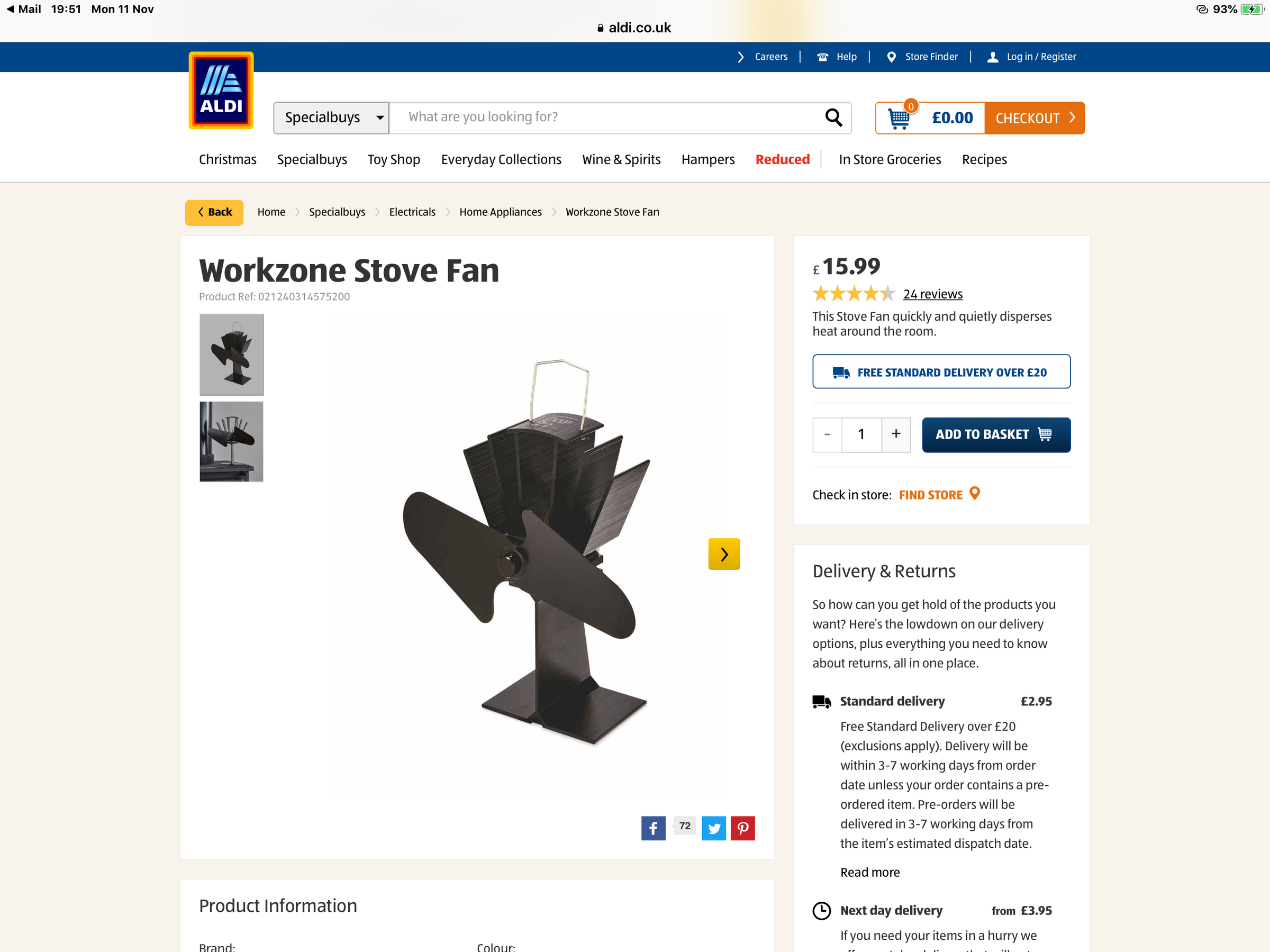 Stove fan - Boat Equipment - Canal World