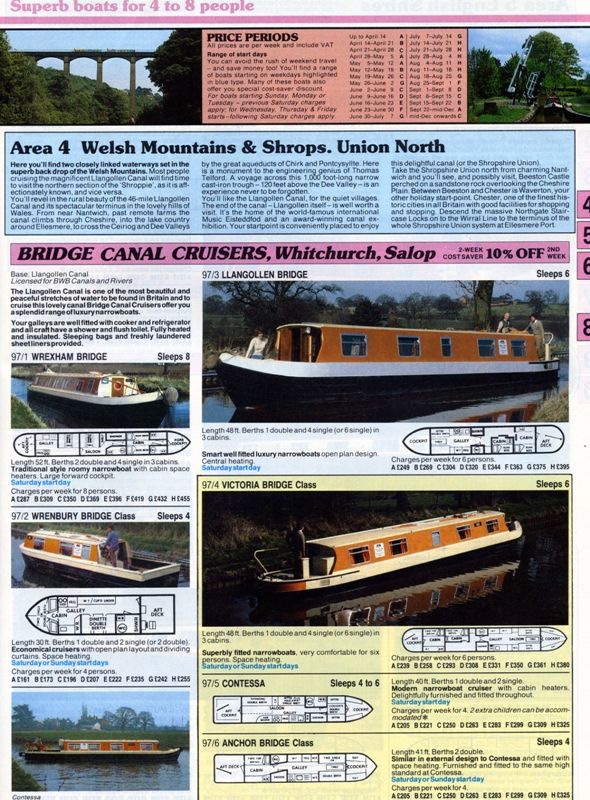 Hoseasons Boating Holidays brochure 1984 History & Heritage Canal World