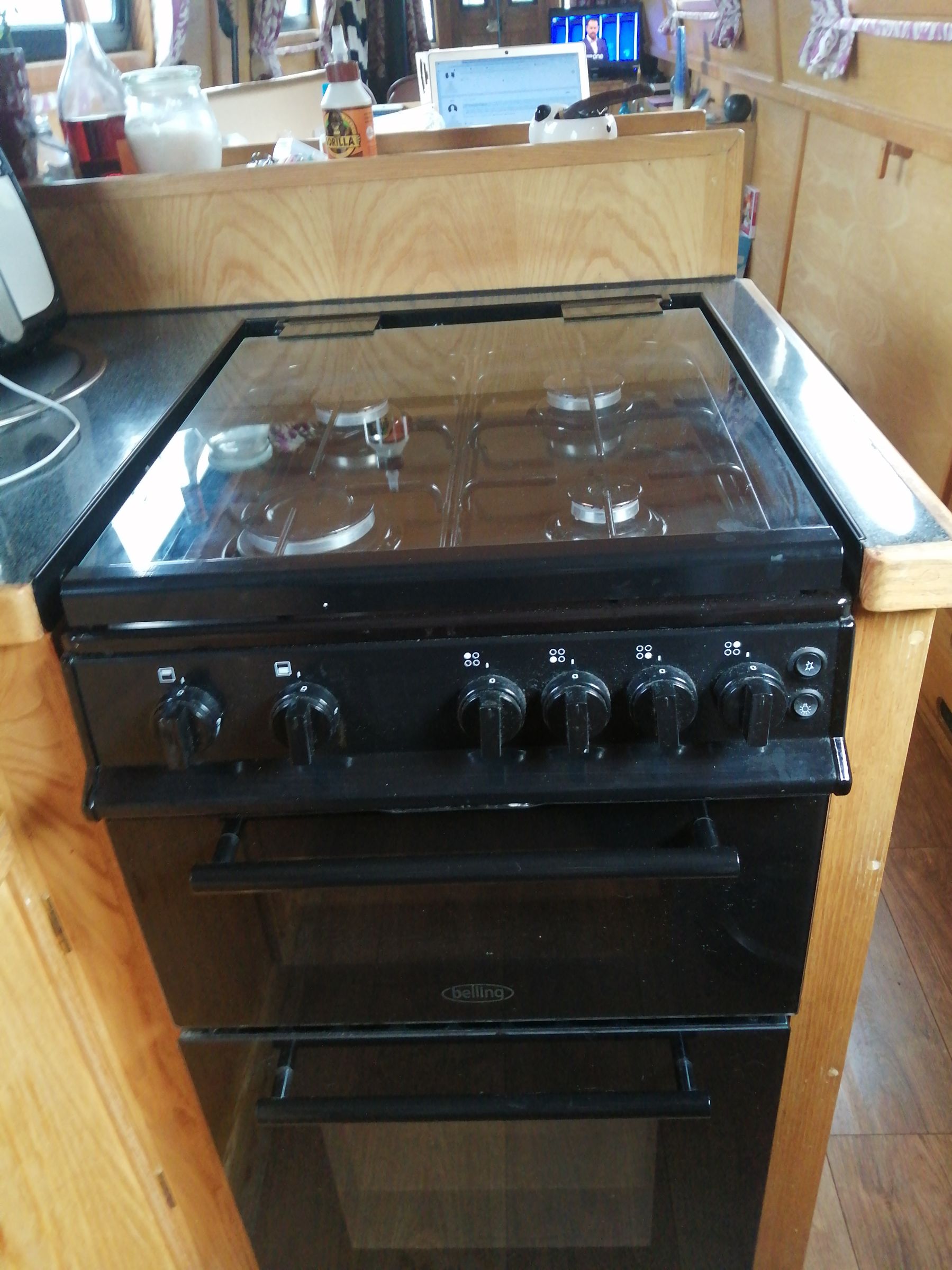 Belling FS50GTCL 50cm Twin Cavity 4 Burners Gas Cooker with LPG Option