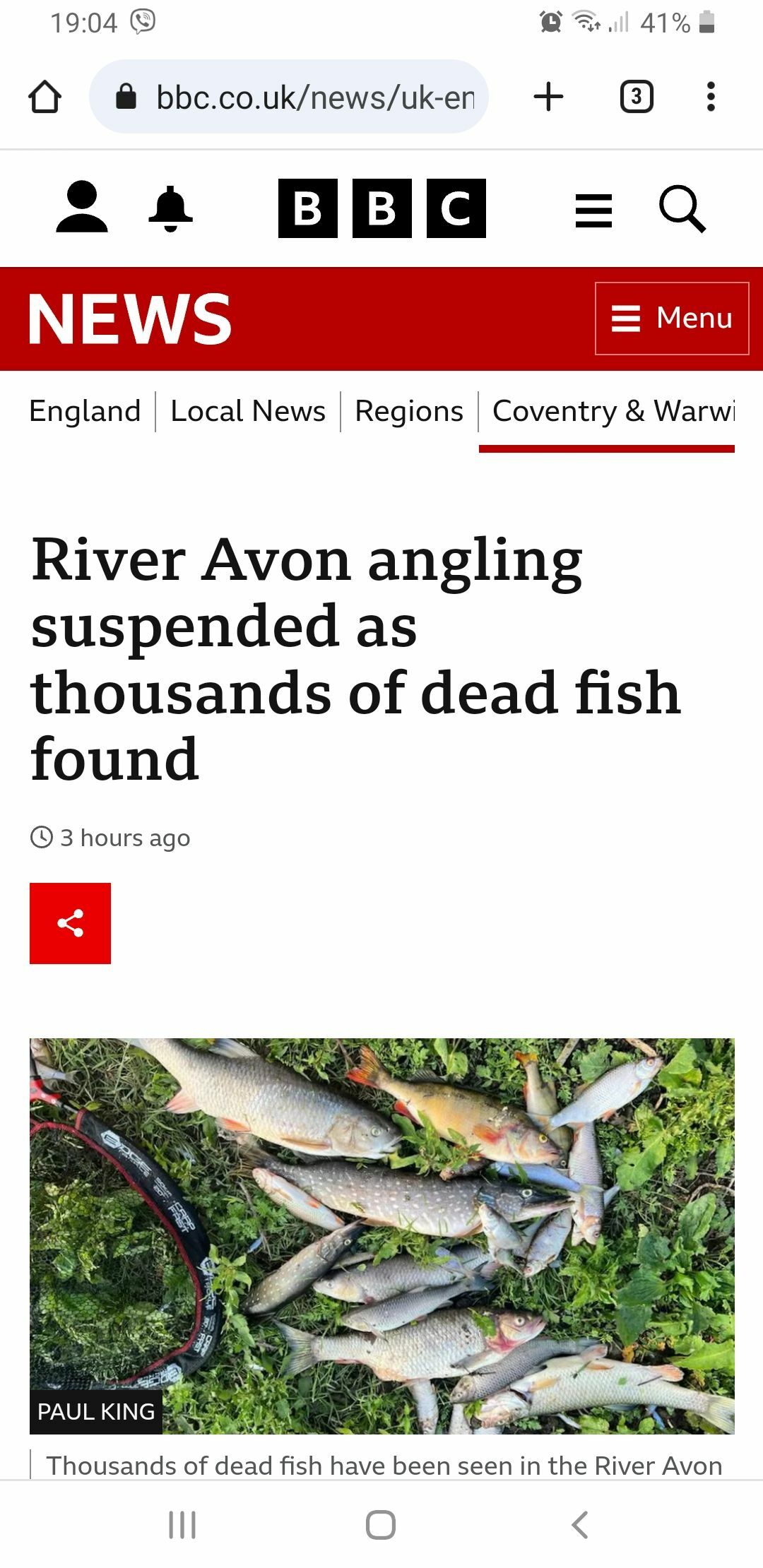 Dead fish on Trent and Mersey General Boating Canal World